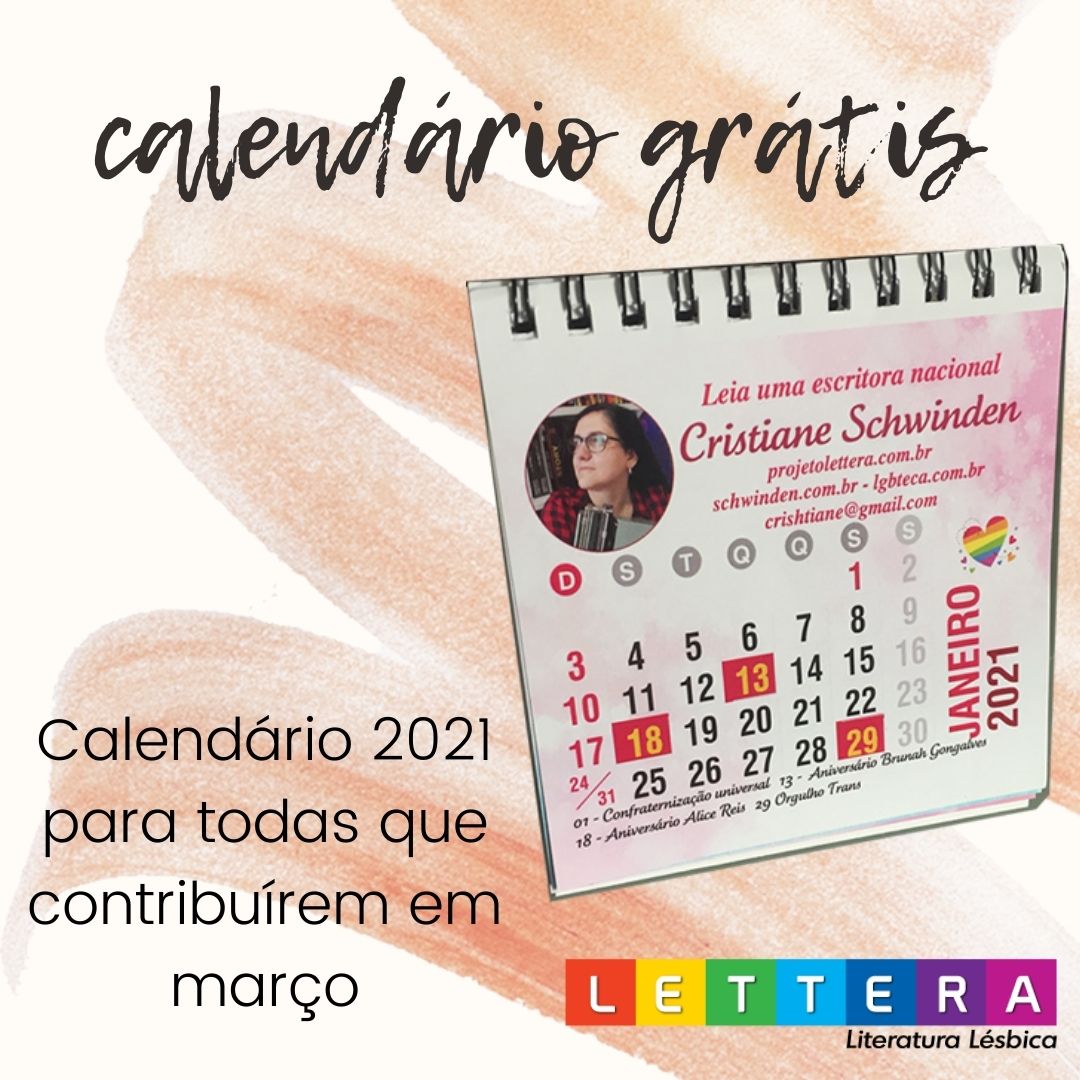 Calendário e marcadores grátis para todas que contribuírem em março